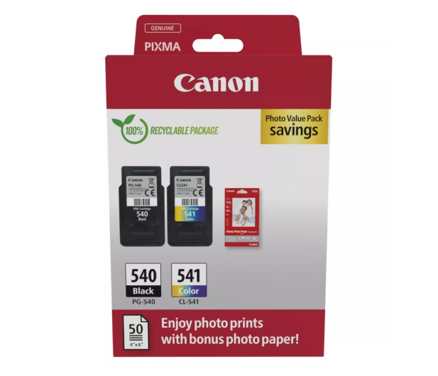 CANON Zestaw 2 tuszów PG-540 + CL-541 + papier foto 50 szt 5225B013 - 1227044 - zdjęcie 2